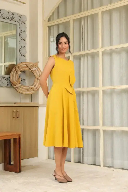 Golden Leaf Midi Dress