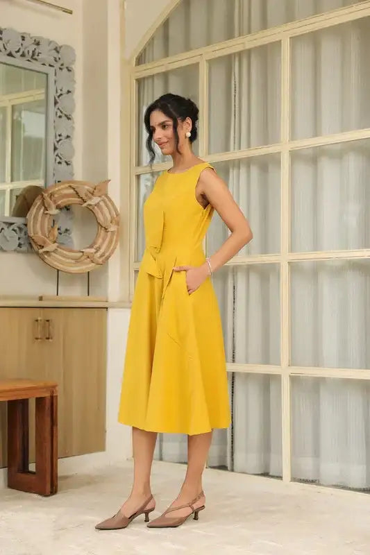 Golden Leaf Midi Dress