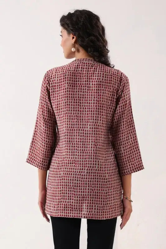 Red & Pink Geometric Top
