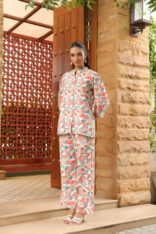Pastel Mirage Geometric Print Co-ord Set