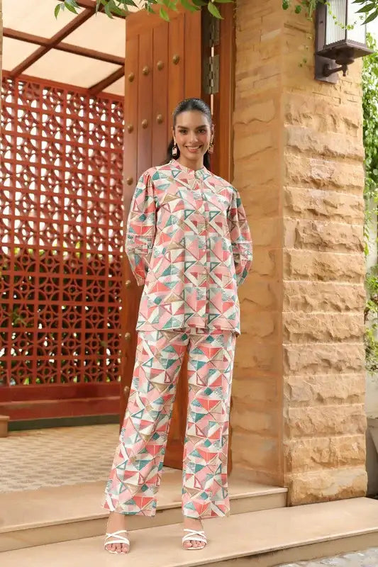Pastel Mirage Geometric Print Co-ord Set