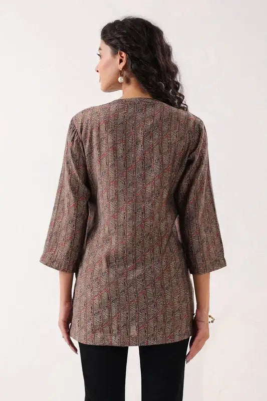 Minimalist Ethnic Brown Top