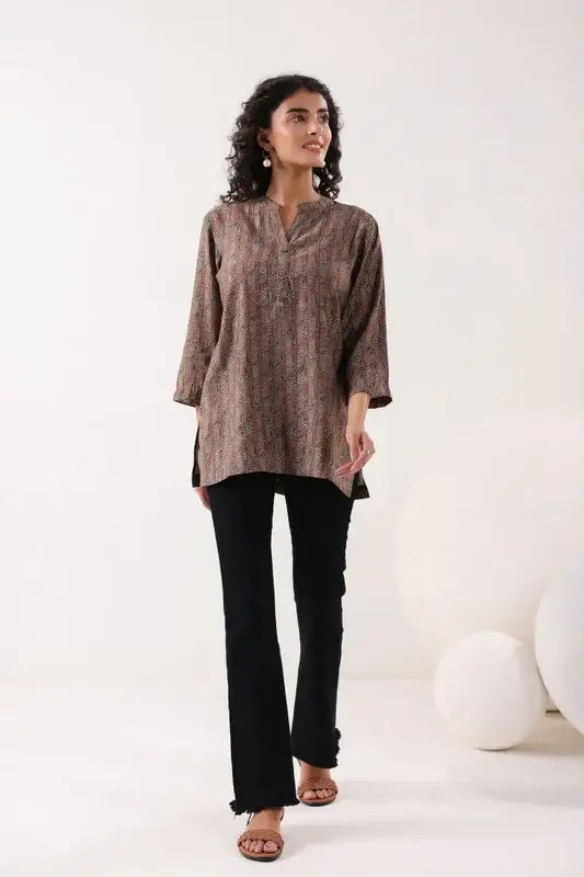 Minimalist Ethnic Brown Top