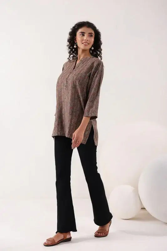 Minimalist Ethnic Brown Top
