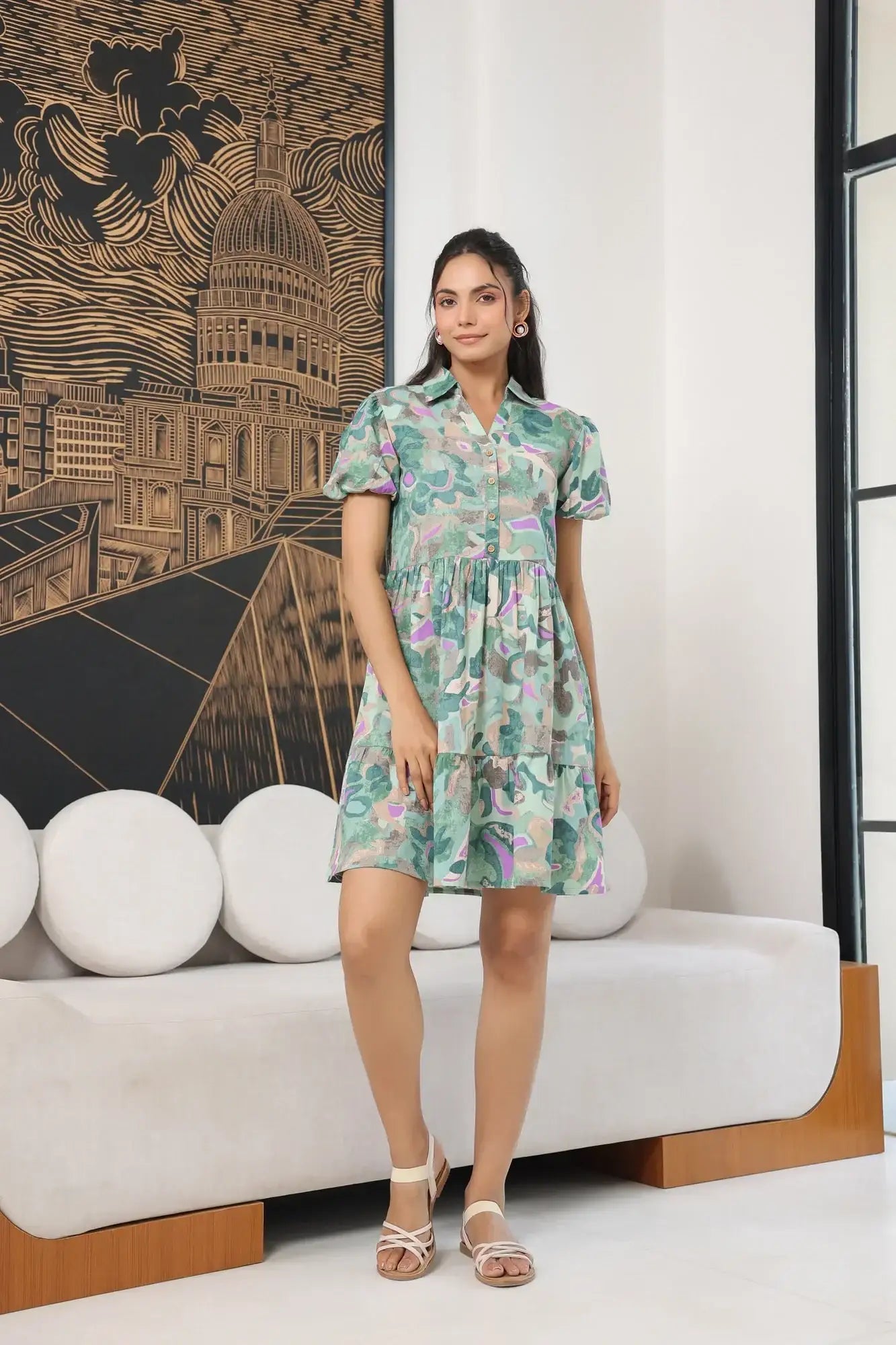 blue cotton mini dress Cupshe Tulip Season Blue Mini Dress - Blue