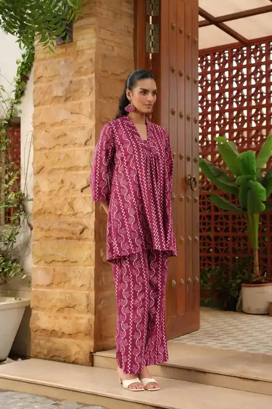 Maganta Glow Printed Everyday Co-ord Set