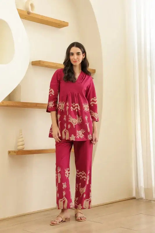 Rosé Tropical Mist Cotton Co-ord Set