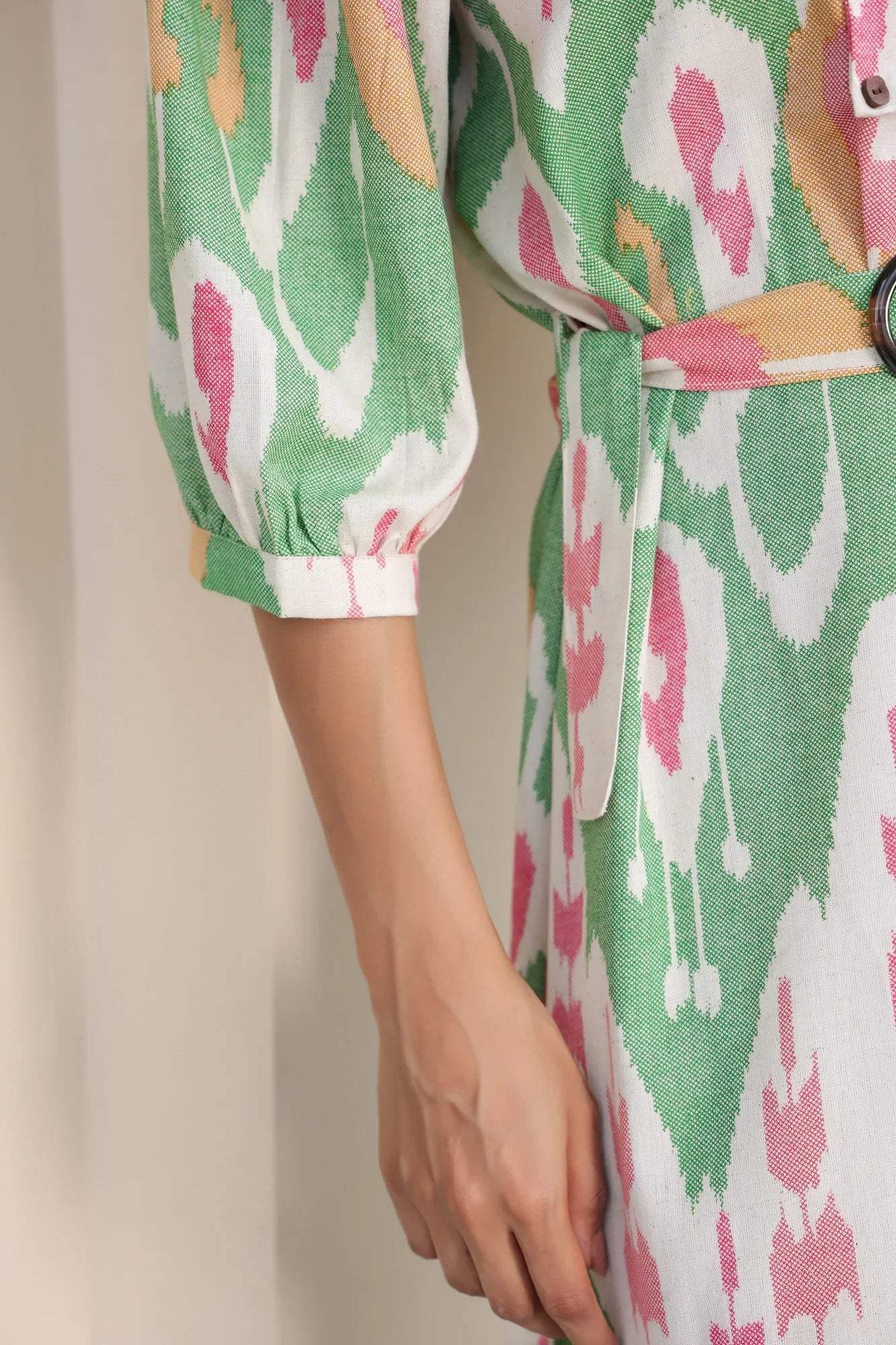 Asymmetric Fruity Cotton Flex Midi Dress