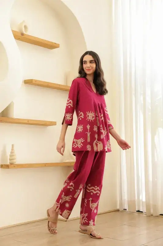 Rosé Tropical Mist Cotton Co-ord Set