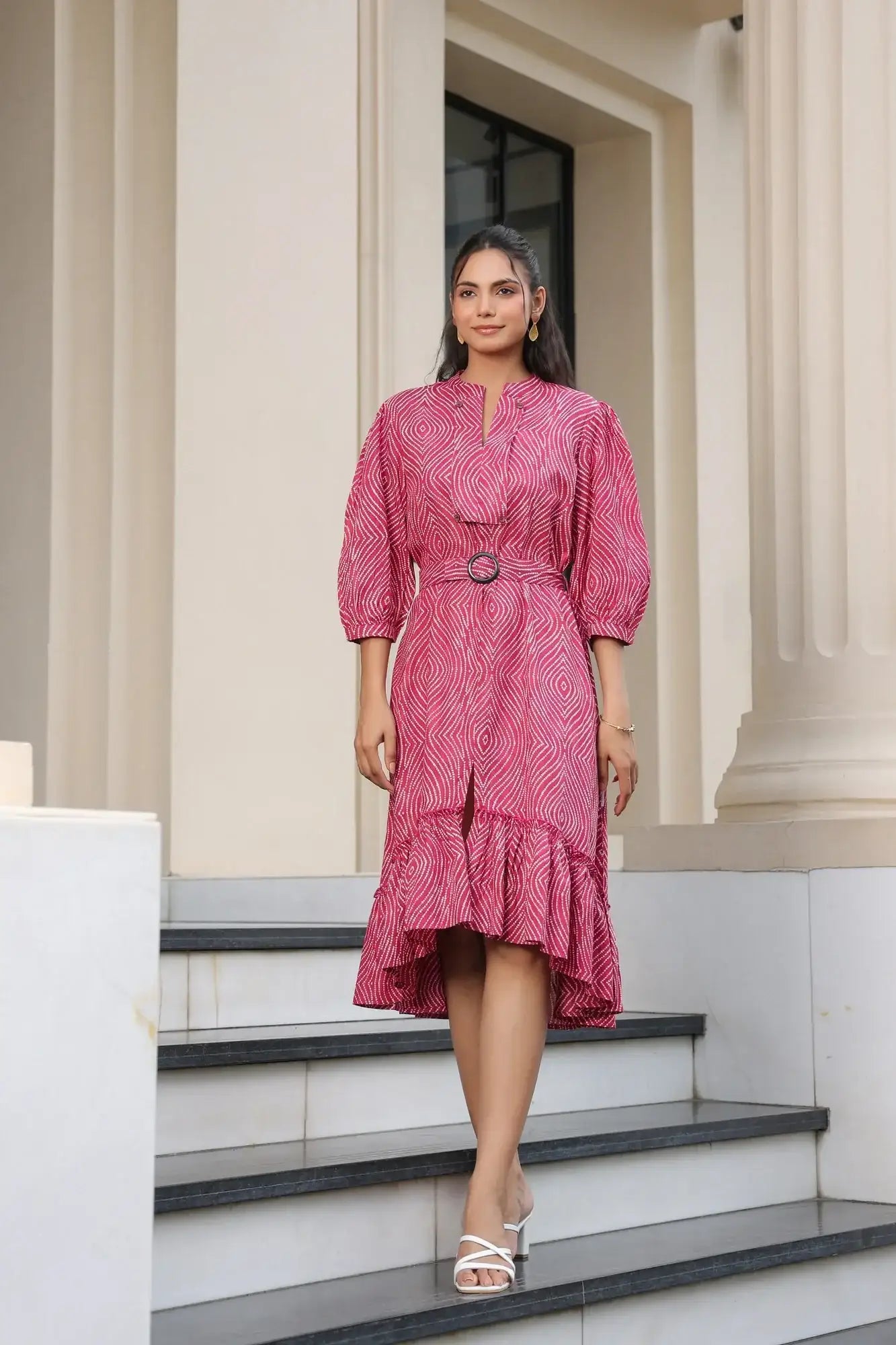 Asymmetric Illusion Cotton Midi dress