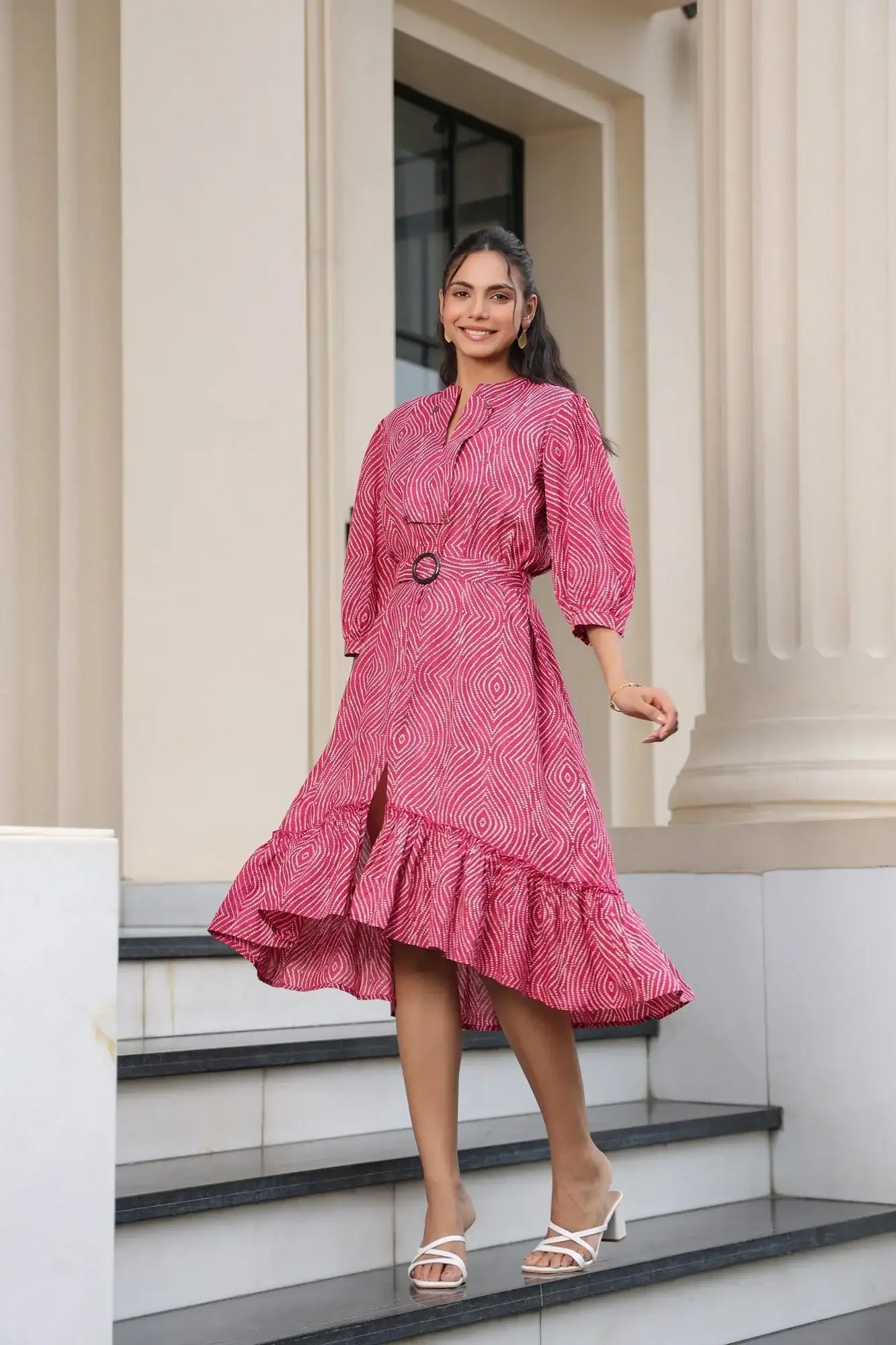 Asymmetric Illusion Cotton Midi dress