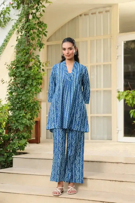 Azure Charm Printed Cotton Co-Ord Set