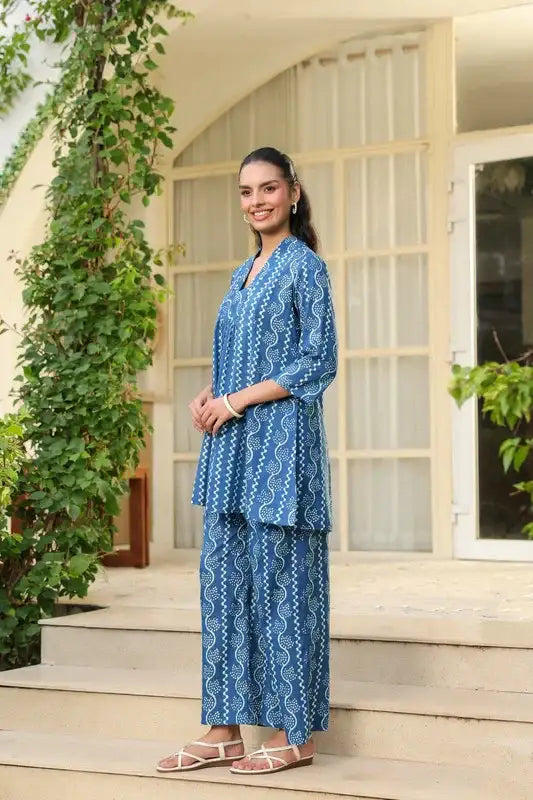 Azure Charm Printed Cotton Co-Ord Set