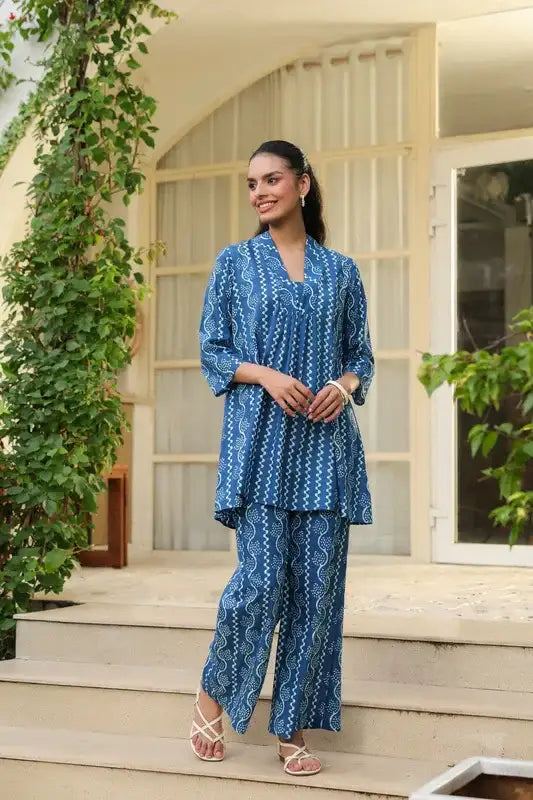 Azure Charm Printed Cotton Co-Ord Set