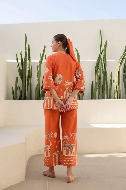 Sun-Kissed Tropical Mist Cotton Co-ord Set