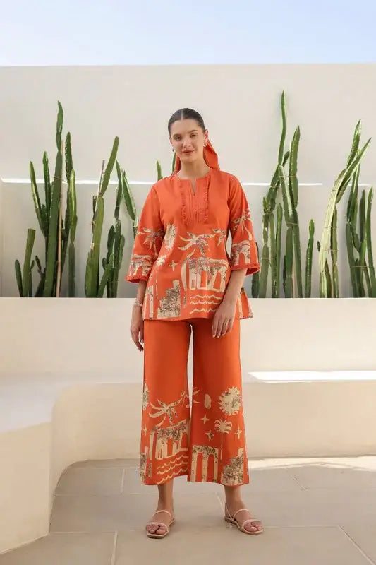 Sun-Kissed Tropical Mist Cotton Co-ord Set