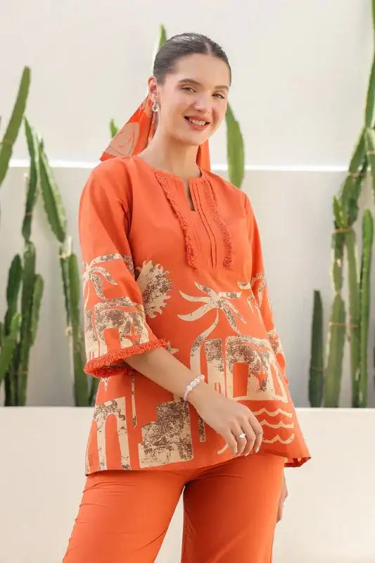 Sun-Kissed Tropical Mist Cotton Co-ord Set