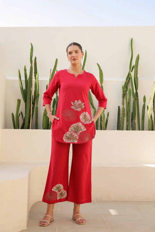 Scarlet Embroidery Cotton Flex Co-ord Set