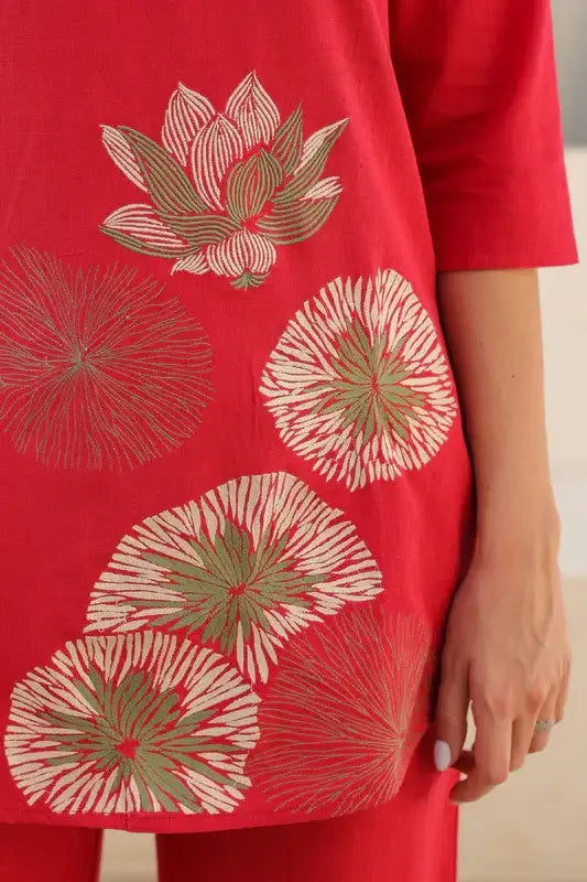 Scarlet Embroidery Cotton Flex Co-ord Set