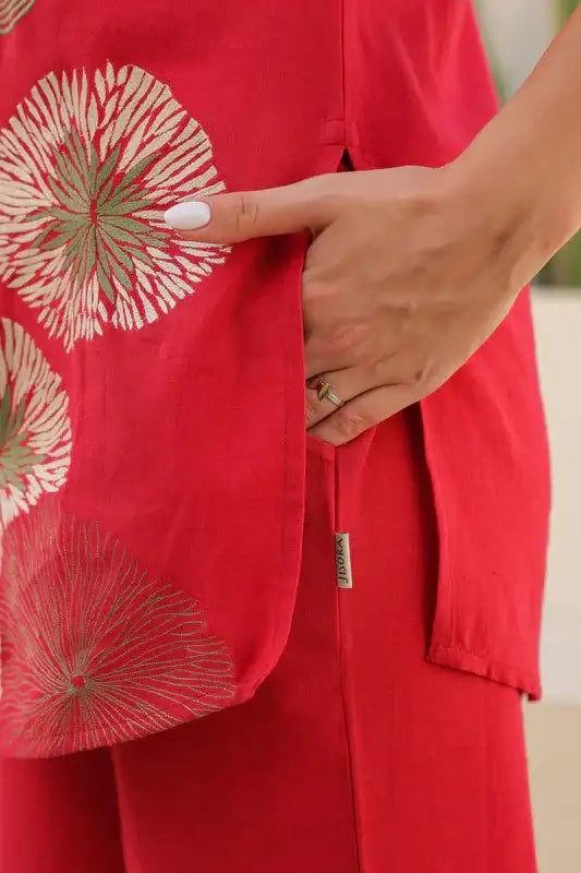Scarlet Embroidery Cotton Flex Co-ord Set