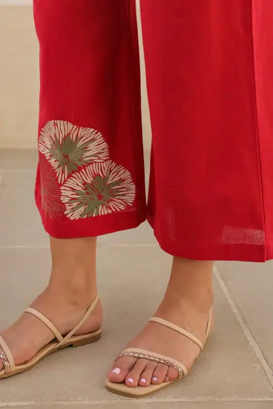 Scarlet Embroidery Cotton Flex Co-ord Set
