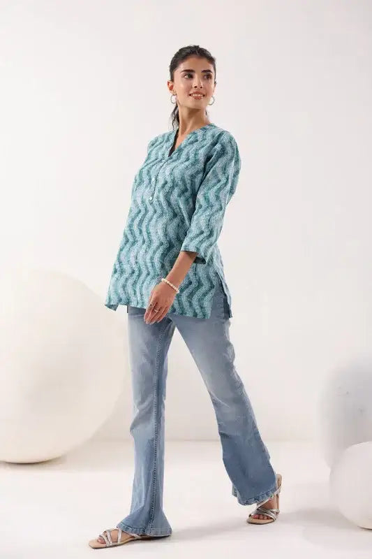 Ripple Charm Everyday Grey Cotton Top