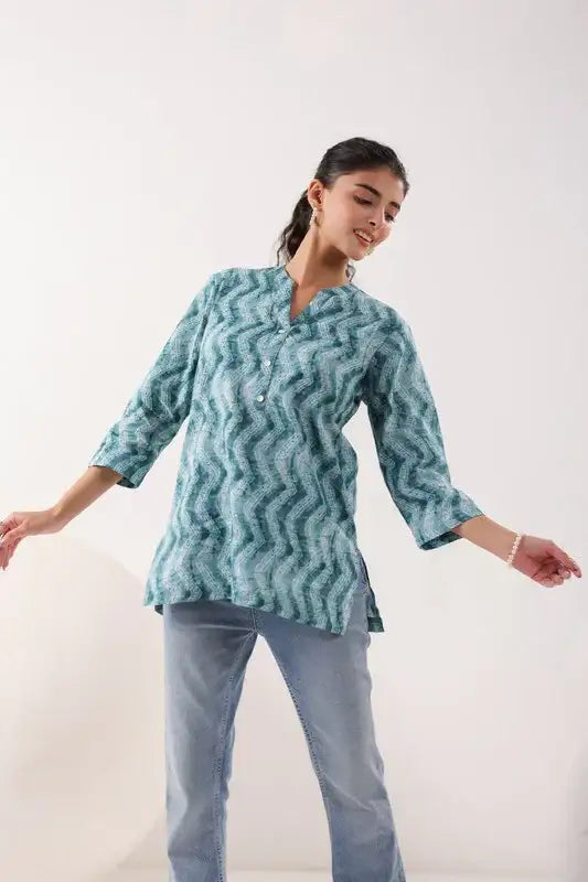 Ripple Charm Everyday Grey Cotton Top