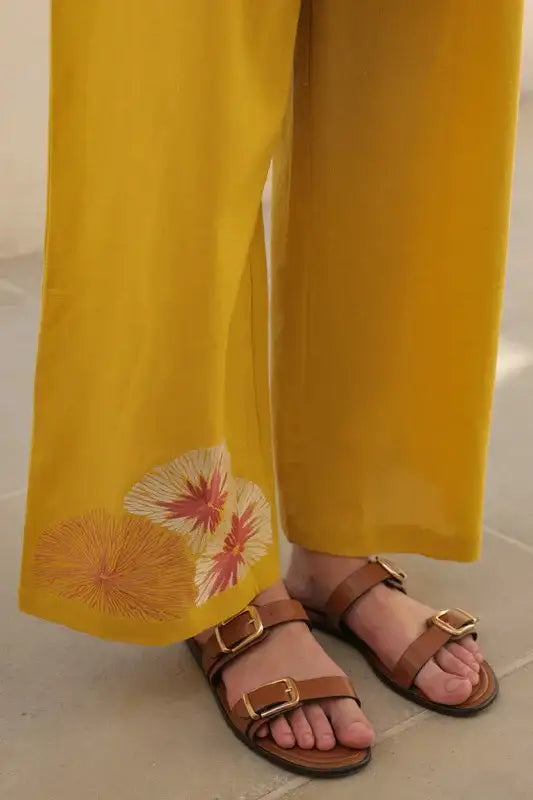Canary Yellow Flora Cotton Flex Co-ord Set