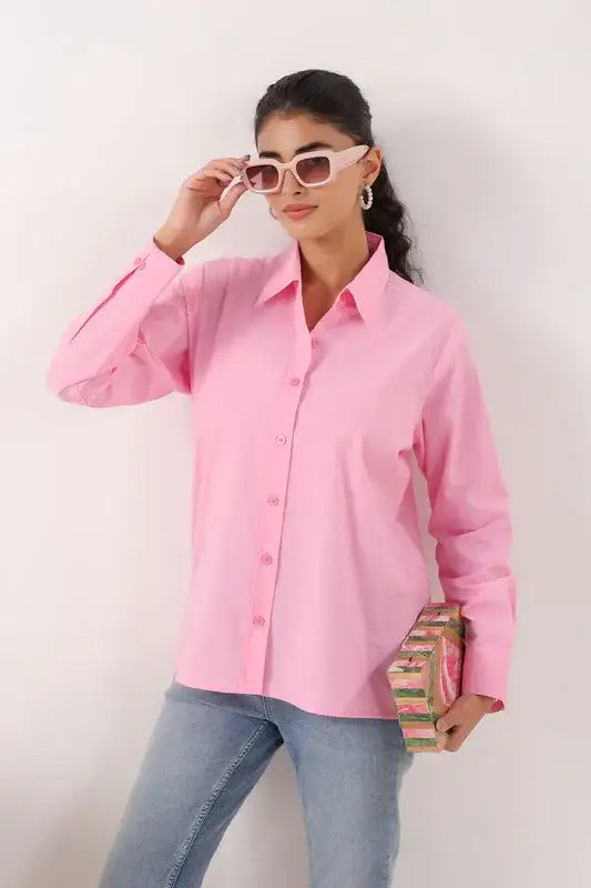 Gentle Hue Structured Pink Poplin Shirt