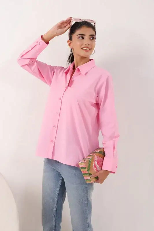 Gentle Hue Structured Pink Poplin Shirt