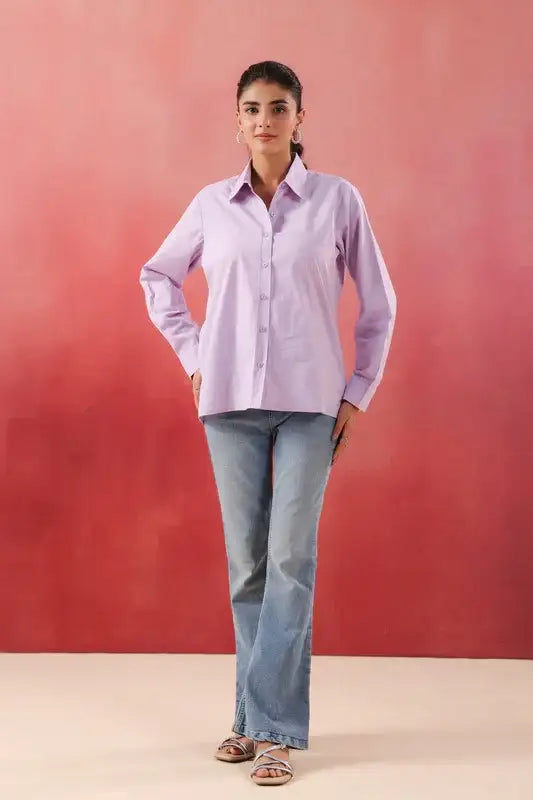 Soft Lilac Classic Levender Poplin Shirt