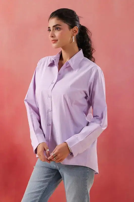 Soft Lilac Classic Levender Poplin Shirt