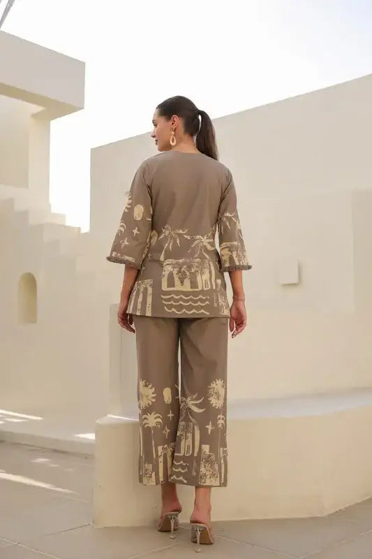 Sand Tropical Mist Cotton Co-ord Set