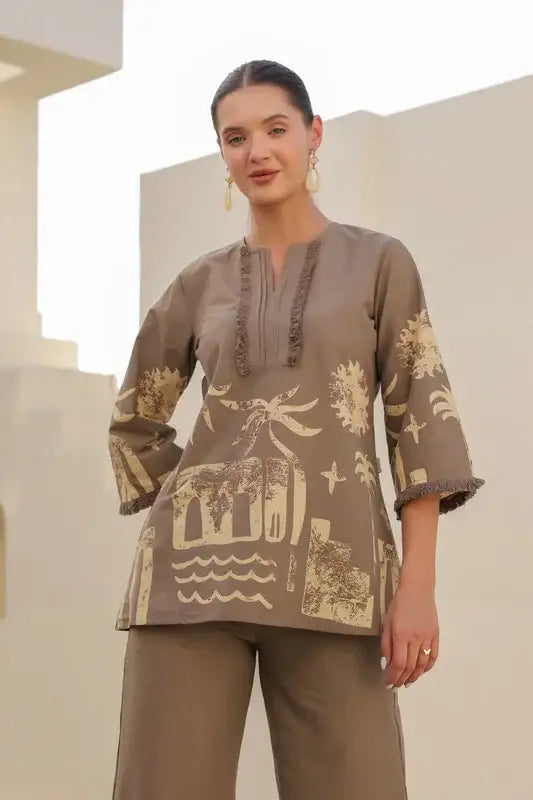 Sand Tropical Mist Cotton Co-ord Set