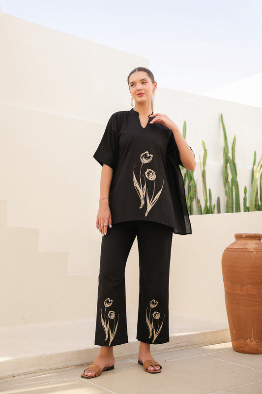 Blushing Black Tulip Cotton Co-ord Set