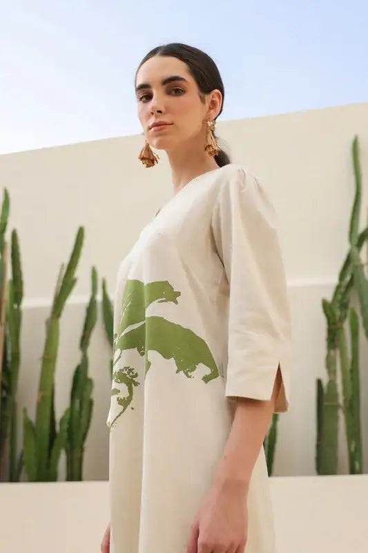 Floral Moss Olive Cotton Flex Co-ord Set