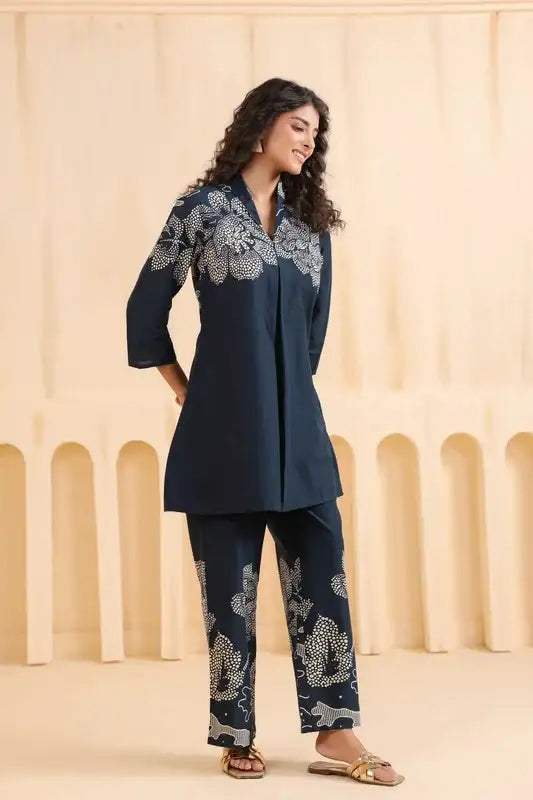 Charcoal Bloom Cotton Co-ord Set