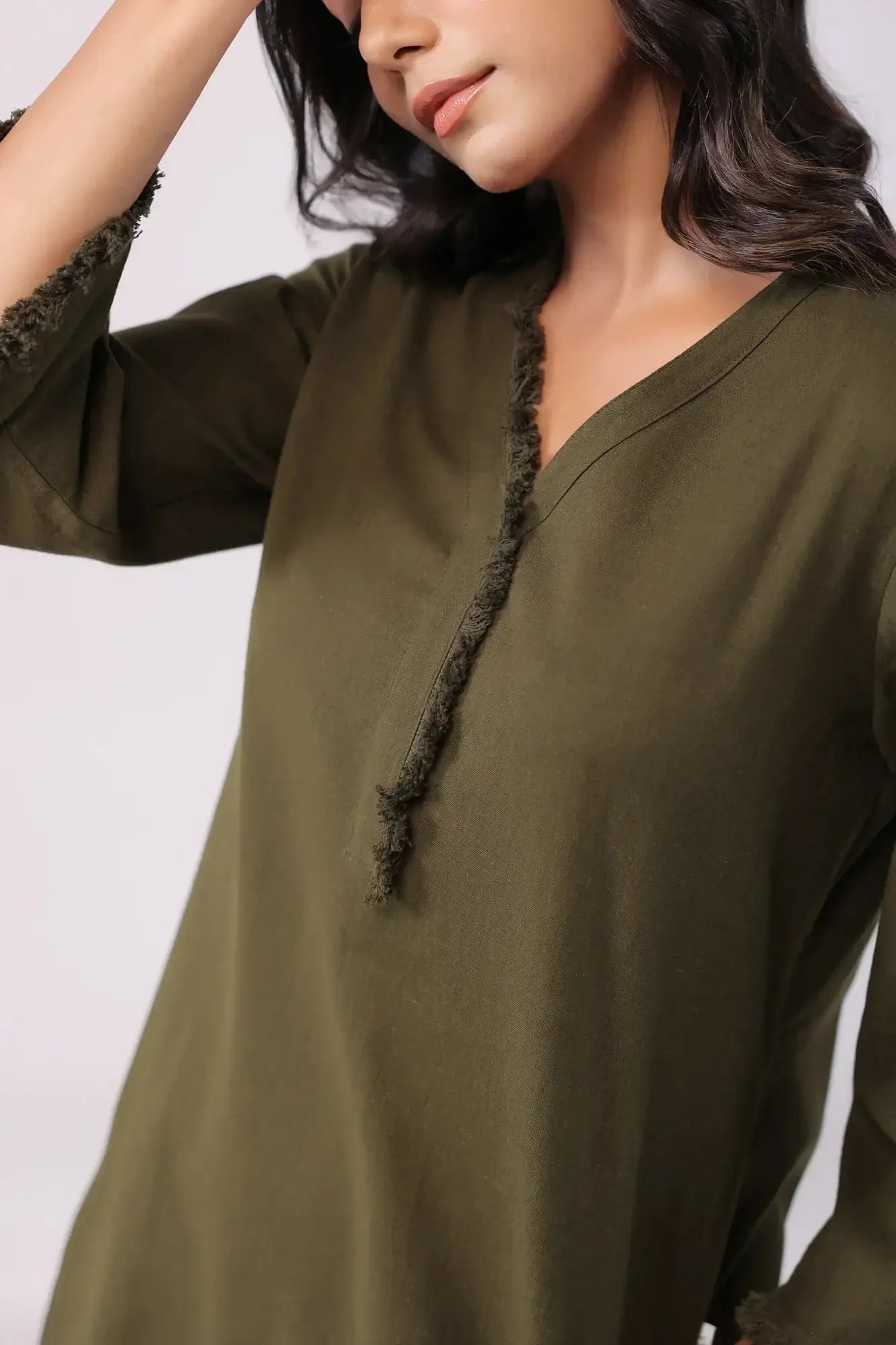 Olive Charm Green Cotton Flex Co-ord Set