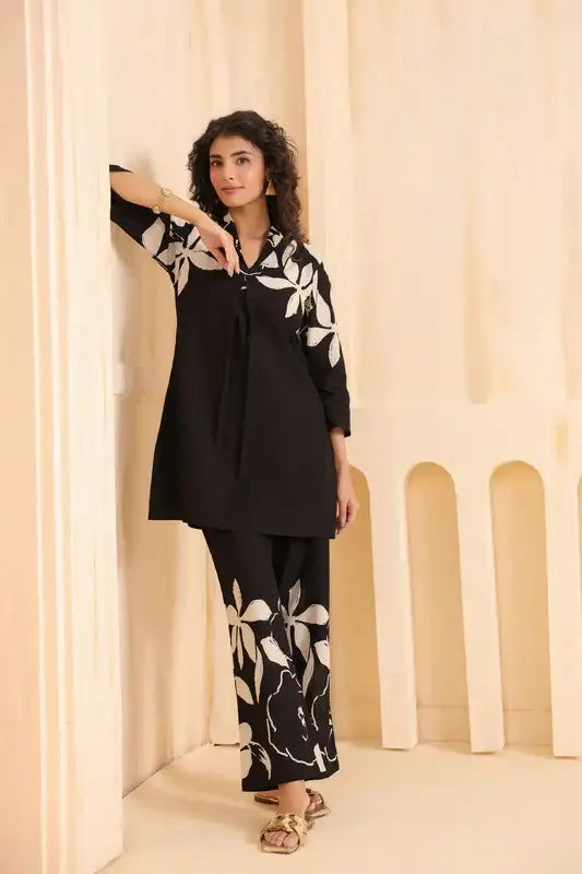 Noir Bloom Cotton Co-ord Set