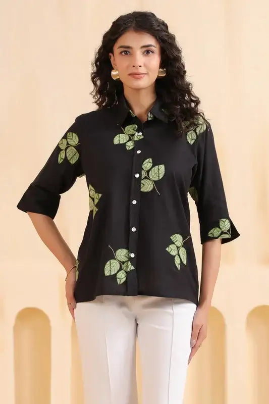 Midnight Leaf Luxe Cotton Flex Shirt