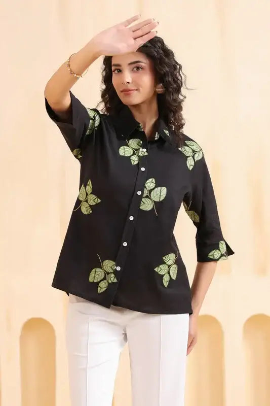 Midnight Leaf Luxe Cotton Flex Shirt
