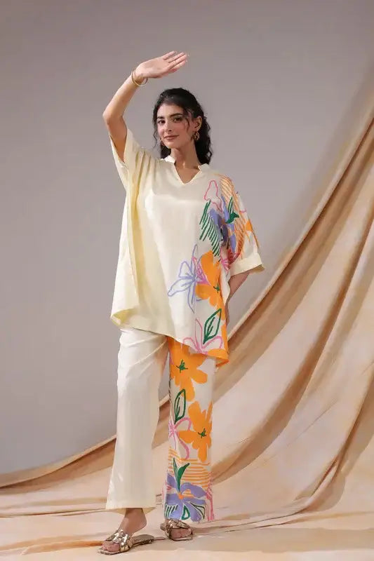 Tropical Canvas Russian Silk Co-ord Set