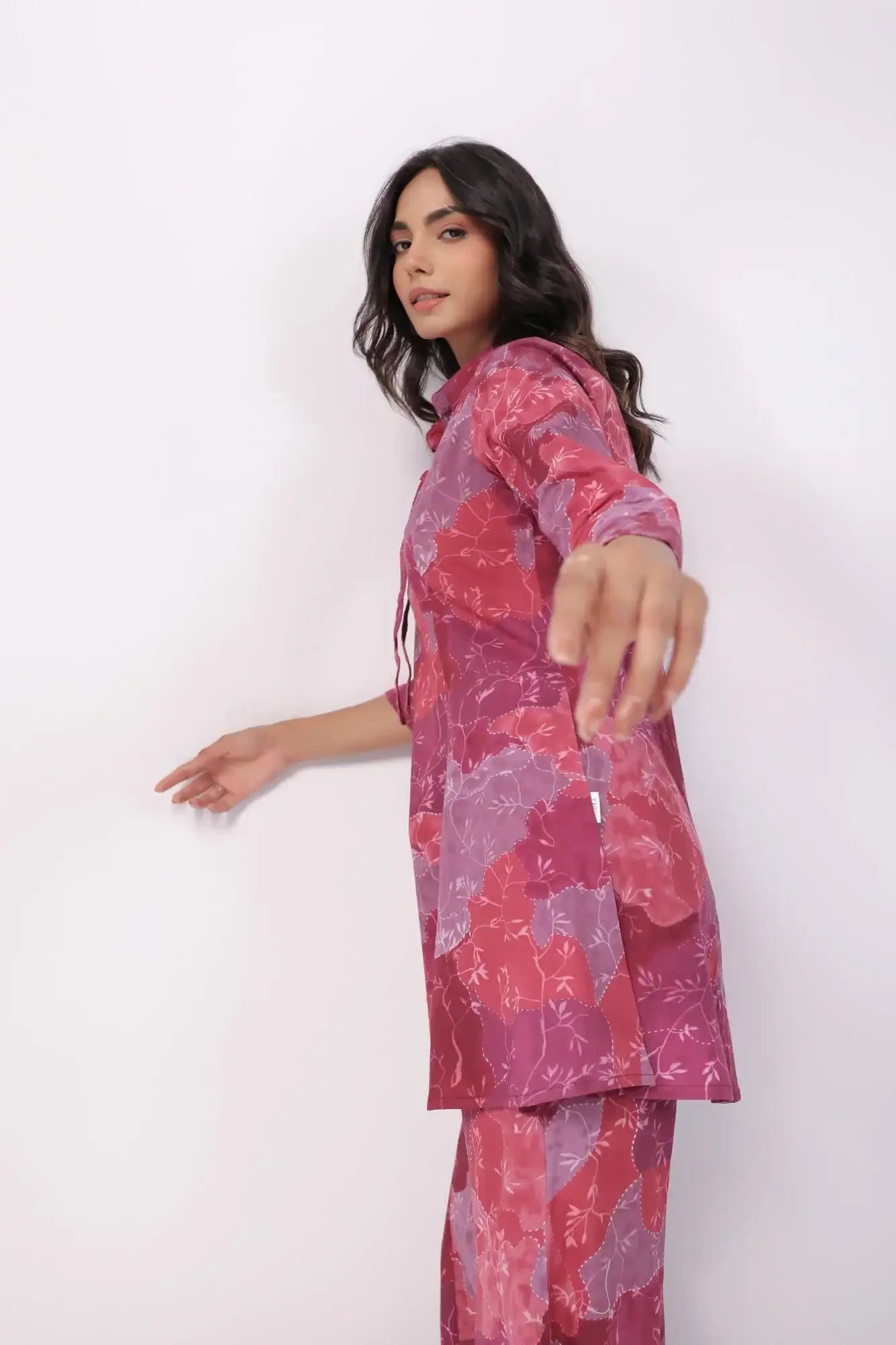 Palm Paradise Wine Cotton Co-ord Set