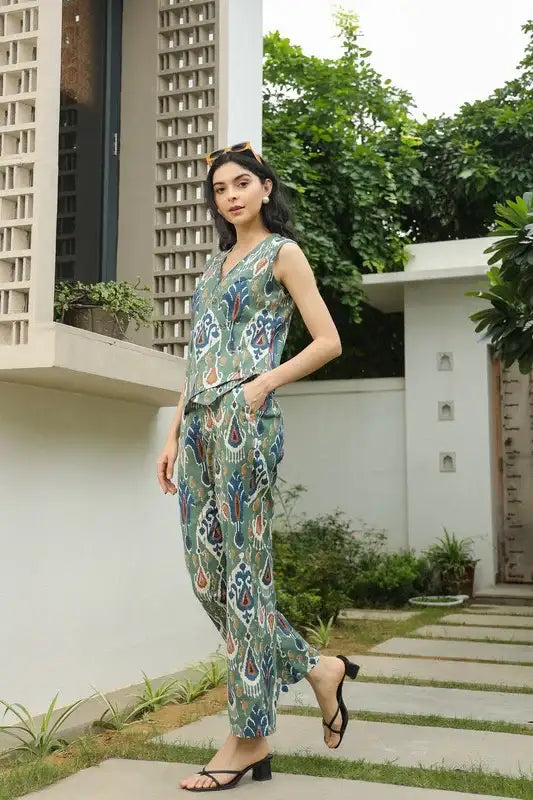 Peacock Palette Cotton Flex Co-ord Set
