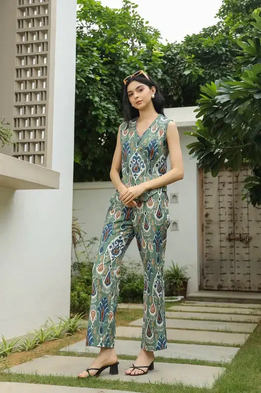 Peacock Palette Cotton Flex Co-ord Set
