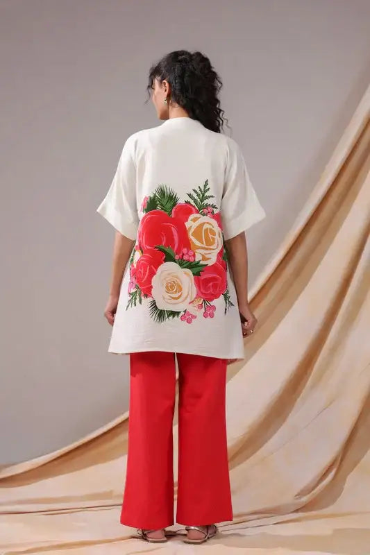 Scarlet Bloom Cotton Flex Co-ord Set