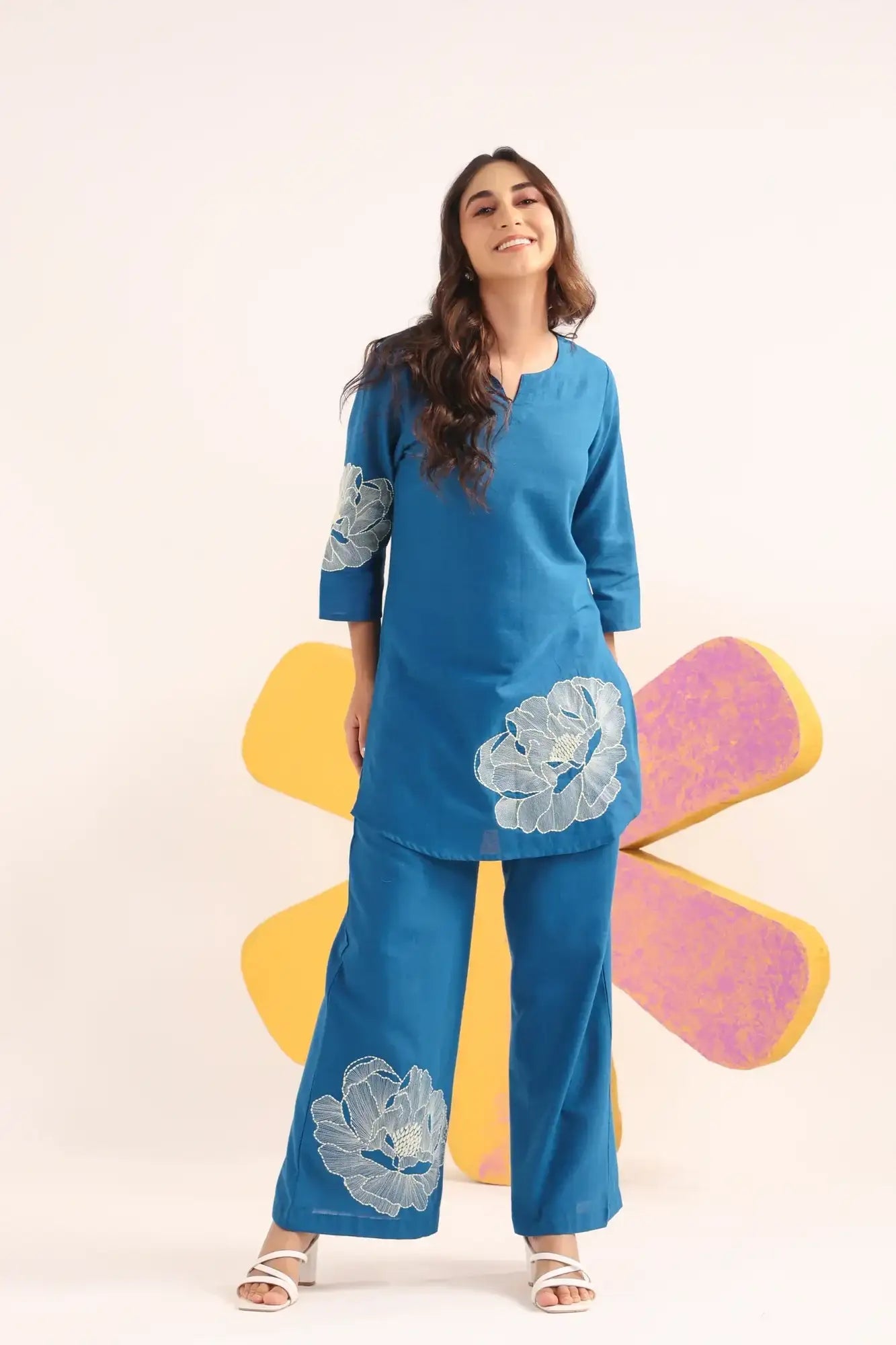 Petal Wave Cotton Flex Embroidered Co-ord Set