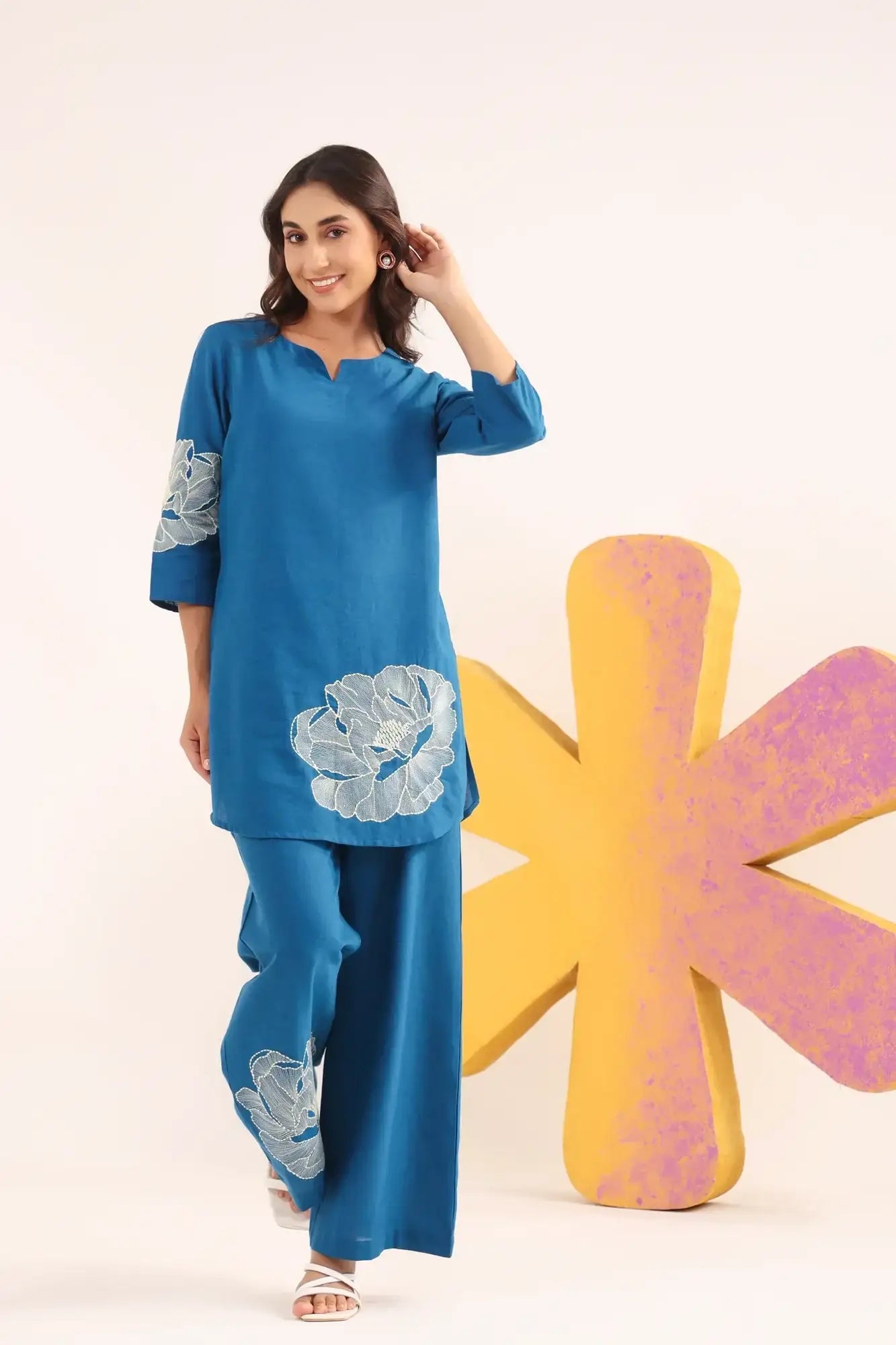 Petal Wave Cotton Flex Embroidered Co-ord Set