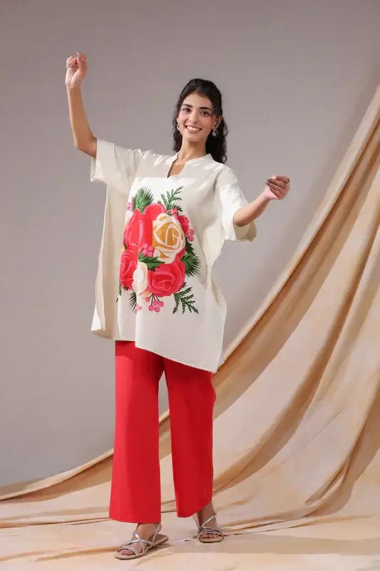 Scarlet Bloom Cotton Flex Co-ord Set