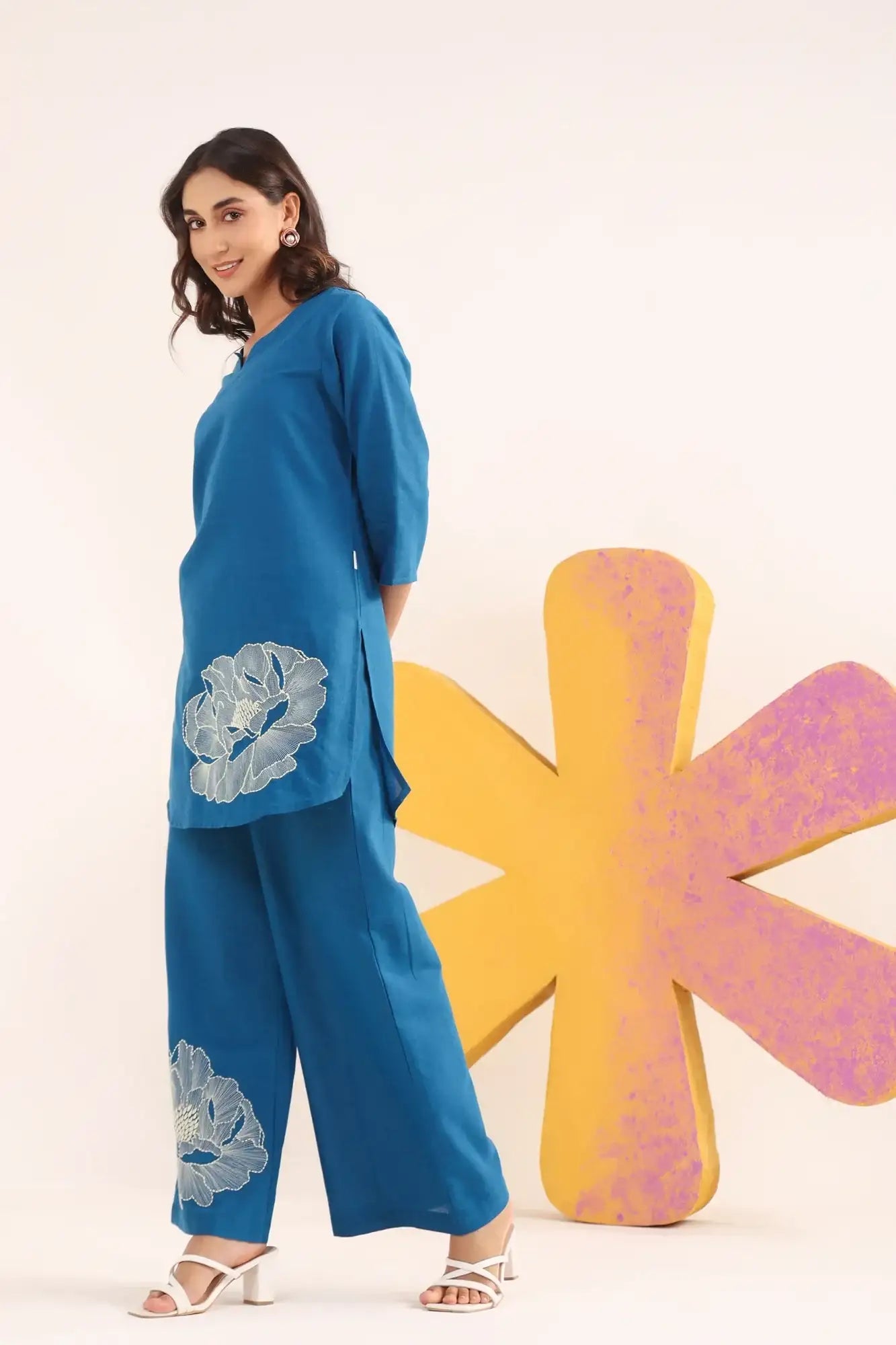 Petal Wave Cotton Flex Embroidered Co-ord Set
